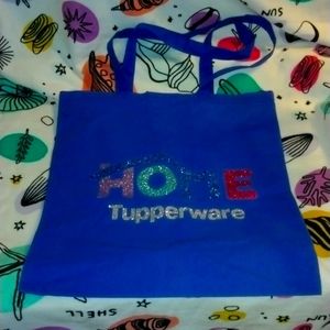 TUPPERWARE Logo HOME Glitter Basic Shopping, Tote, Book Catalog Bag Blue Sparkle
